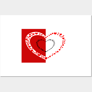 Small red hearts with red and white background Posters and Art